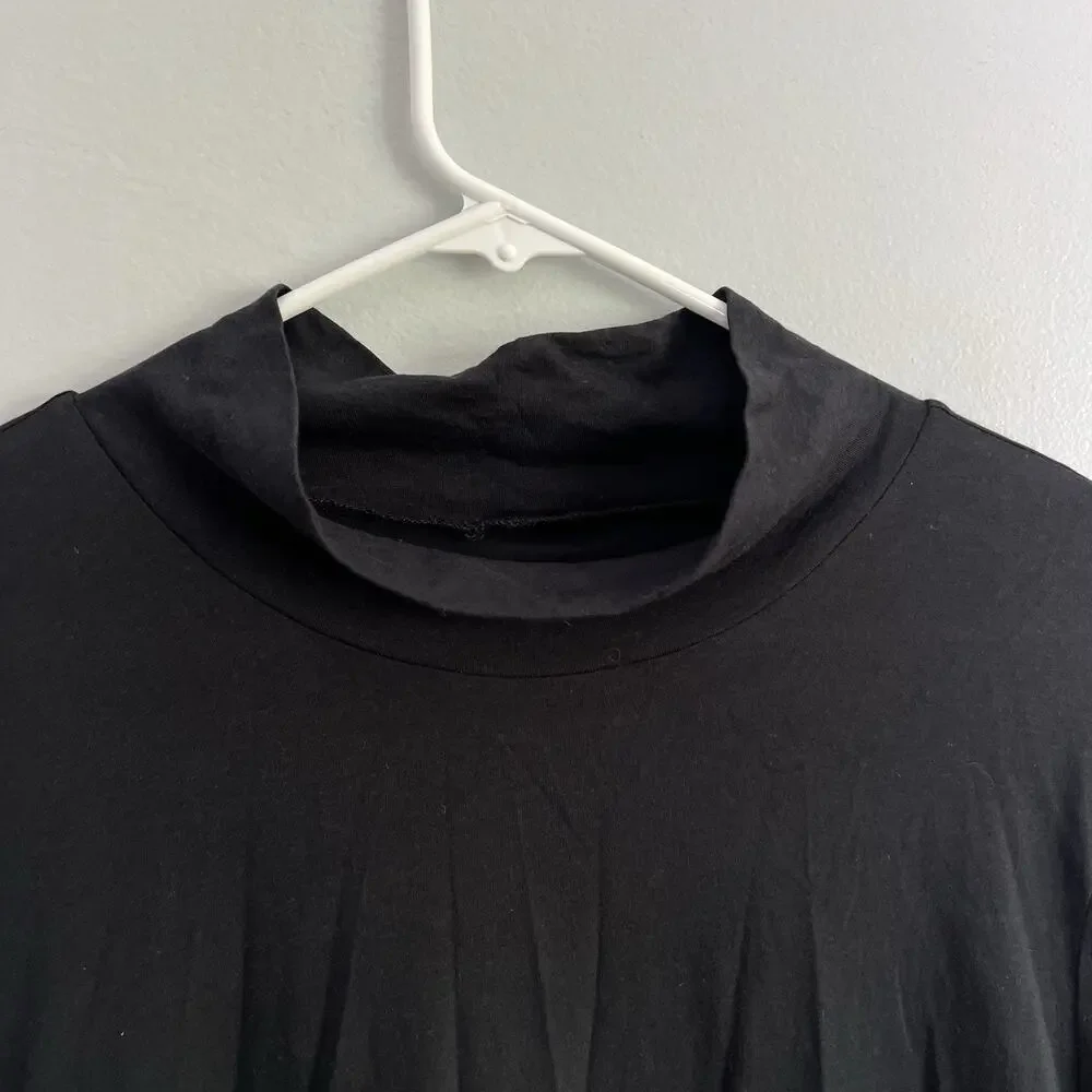 Anthropologie Women's Pullover Long Sleeve Tee Black Basic Minimalist Sz XL